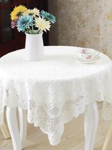 Mantel con diseño de flor con encaje - Beis - Ver 4