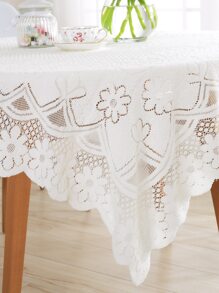 Mantel con diseño de flor con encaje - Beis - Ver 6