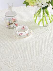 Mantel con diseño de flor con encaje - Beis - Ver 8