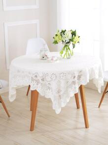 Mantel con diseño de flor con encaje - Beis - Ver 3