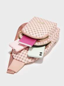 Geometric Sling Bag, Fashion Faux Chest Purse, Women's Crossbody Bag For Sports & Travel