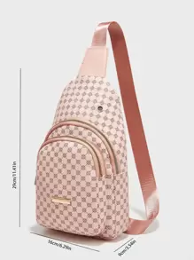 Geometric Sling Bag, Fashion Faux Chest Purse, Women's Crossbody Bag For Sports & Travel