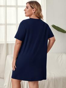 Đầm mặc nhà Kích Thước Lớn Hoạt hình Dễ thương - Màu xanh hải quân - Xem 2