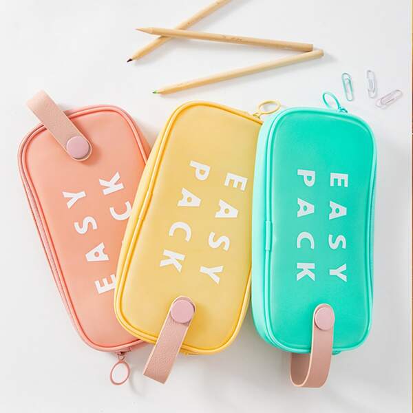

1pc Letter Graphic Pencil Case, Multicolor
