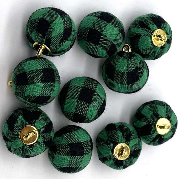 

10pcs Christmas 25mm Plaid Pattern Ball Design Pendant, Multicolor