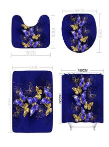 1 Chăn Tắm In Hình Bướm hoặc 1 Màn Tắm, Thảm Phòng Tắm Nhà Vệ Sinh Hiện Đại - Nhiều màu - Xem 3