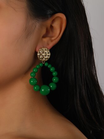 珠子裝飾圓形耳墜