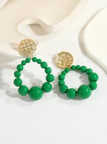 珠子裝飾圓形耳墜