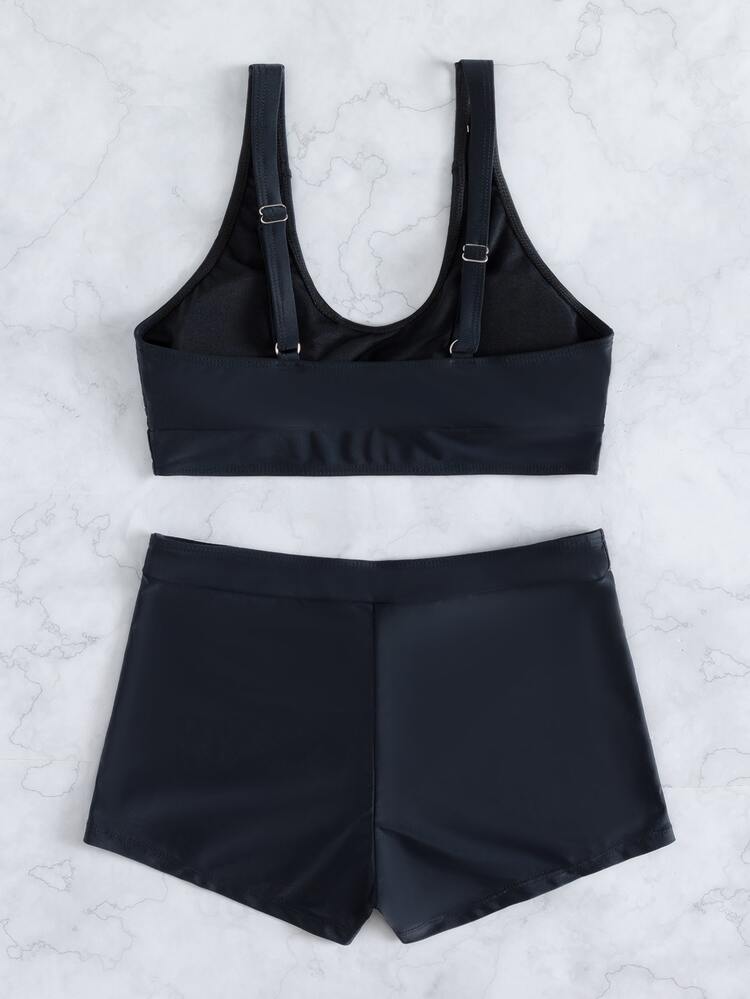 Bikini Quần Short Màu Trơn Cho Bãi Biển Mùa Hè - màu đen - Xem 3