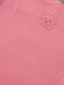 SHEIN Qutie Plus Plaid Blouse & Bear Print Bodycon Dress - Multicolor - View 5