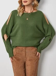 Jersey de manga murciélago con abertura - Verde - Ver 1