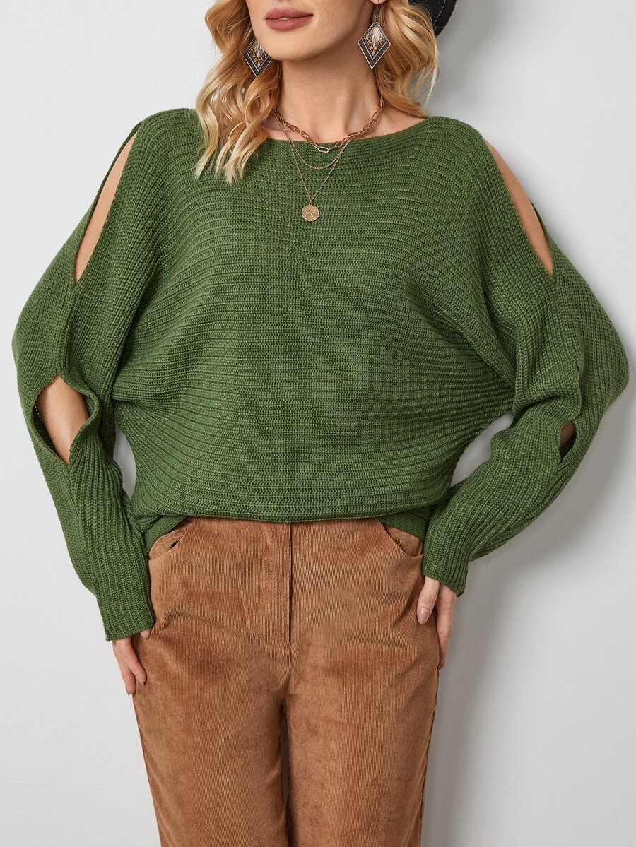 Jersey de manga murciélago con abertura - Verde - Ver 1