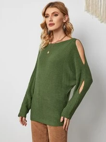 Jersey de manga murciélago con abertura - Verde - Ver 3