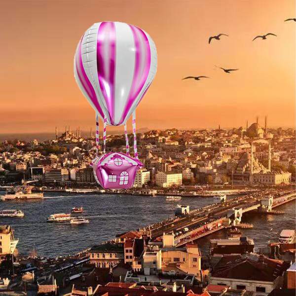 

1pc House Design Hot Air Balloon Decoration, Multicolor