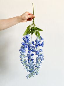 1pc/3pcs Artificial Wisteria Flower Blue Silk Fake Wisteria Vine Plastic Hanging Flower For Home Party Wedding Decor,Fake Plants,Fall Decor,Room,Desk,Garden Decor,Room Decoration Stuff, Valentine Day, Gift Gifts Birthday Graduation - Blue - View 3