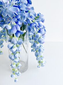 1pc/3pcs Artificial Wisteria Flower Blue Silk Fake Wisteria Vine Plastic Hanging Flower For Home Party Wedding Decor,Fake Plants,Fall Decor,Room,Desk,Garden Decor,Room Decoration Stuff, Valentine Day, Gift Gifts Birthday Graduation - Blue - View 5