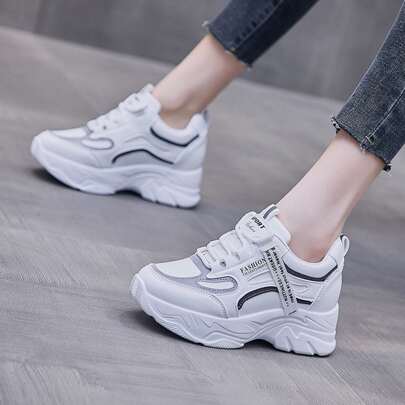 Letter Graphic Lace Up Front Chunky Sneakers