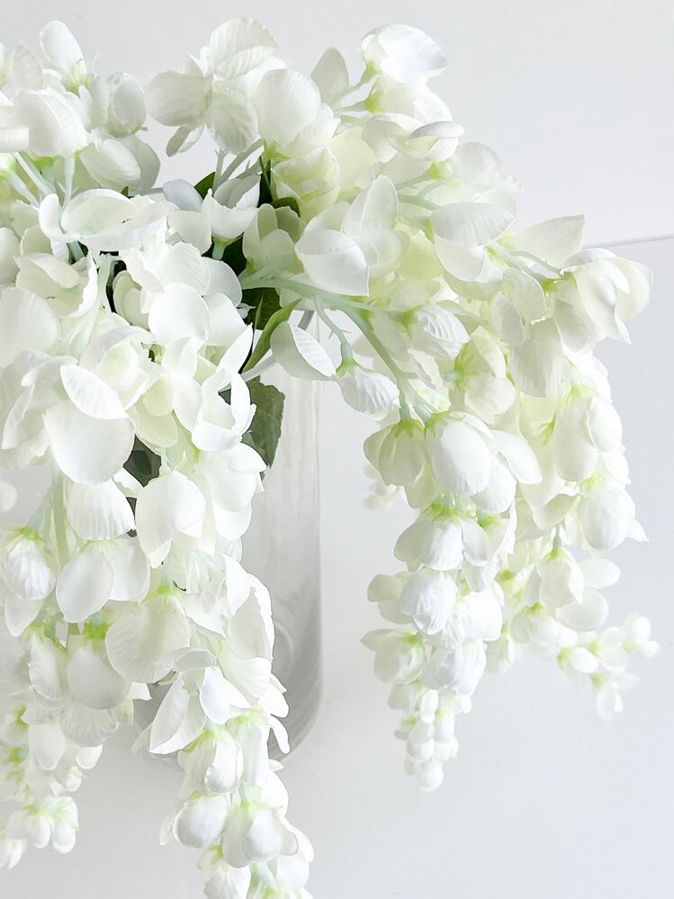 1pc/3pcs Artificial Wisteria Flower White Silk Fake Wisteria Vine Plastic Hanging Flower For Home Party Wedding Decor,Fake Plants,Fall Decor,Room,Desk,Garden Decor,Room Decoration Stuff, Valentine Day, Gift Gifts Birthday Graduation Home Decor Back To School School Supplies - White - View 4