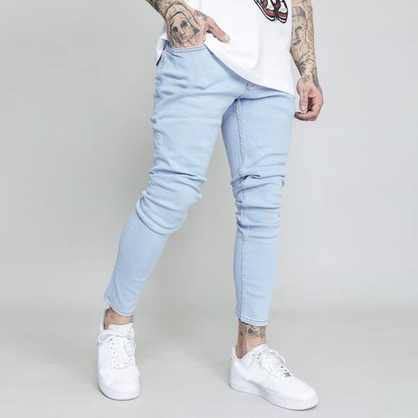 

Men Solid Tapered Jeans, Light wash