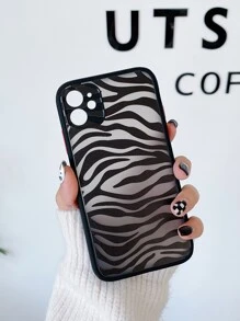 Zebra Ribbed Clear Phone Case Compatible With IPhone 11,IPhone 13,IPhone 14 Pro Max - Black - View 2