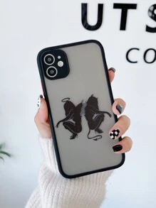 Apple Cartoon Graphic Clear Phone Case Compatible With IPhone 11,IPhone 13,IPhone 14 Pro Max Waterproof Shockproof Anti-Fall Scratch Resistant - Black - View 1