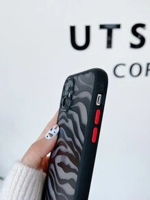 Zebra Ribbed Clear Phone Case Compatible With IPhone 11,IPhone 13,IPhone 14 Pro Max - Black - View 4