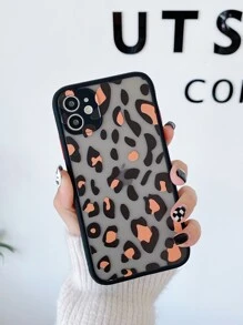 Vỏ điện thoại trong suốt họa tiết da báo - màu đen - Xem 1