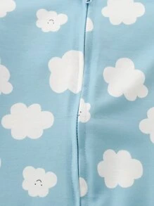 Baby Boy 3pcs Zip Up Floral Sleepwear - Blue and White - View 3