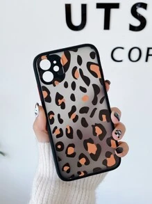 Vỏ điện thoại trong suốt họa tiết da báo - màu đen - Xem 2