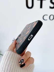 Vỏ điện thoại trong suốt họa tiết da báo - màu đen - Xem 4