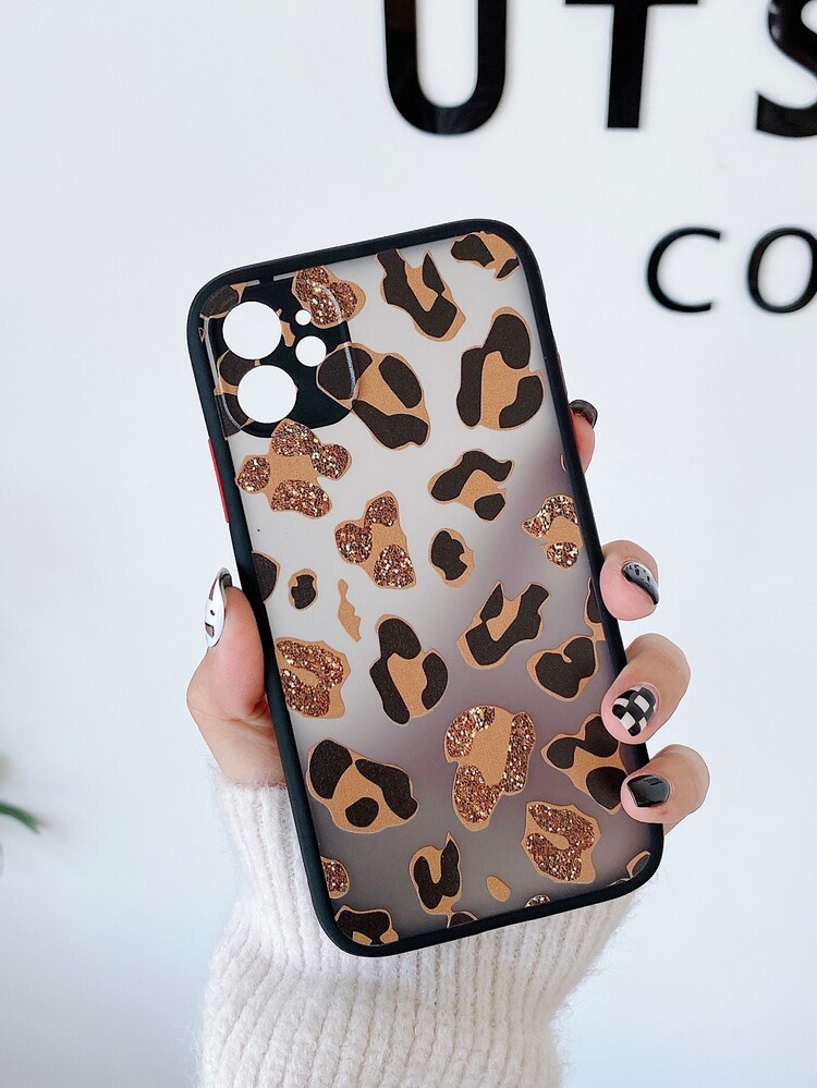Funda de celular transparente de leopardo - Negro - Añade 2