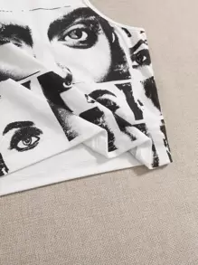 SHEIN ICON 90s Figure Graphic Crop Tank Top - White - View 5