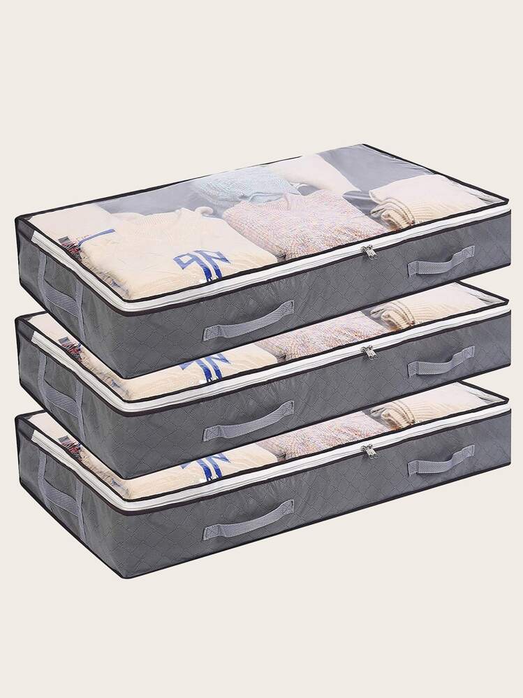1pc Underbed Closet Storage Box - Grey - View 1