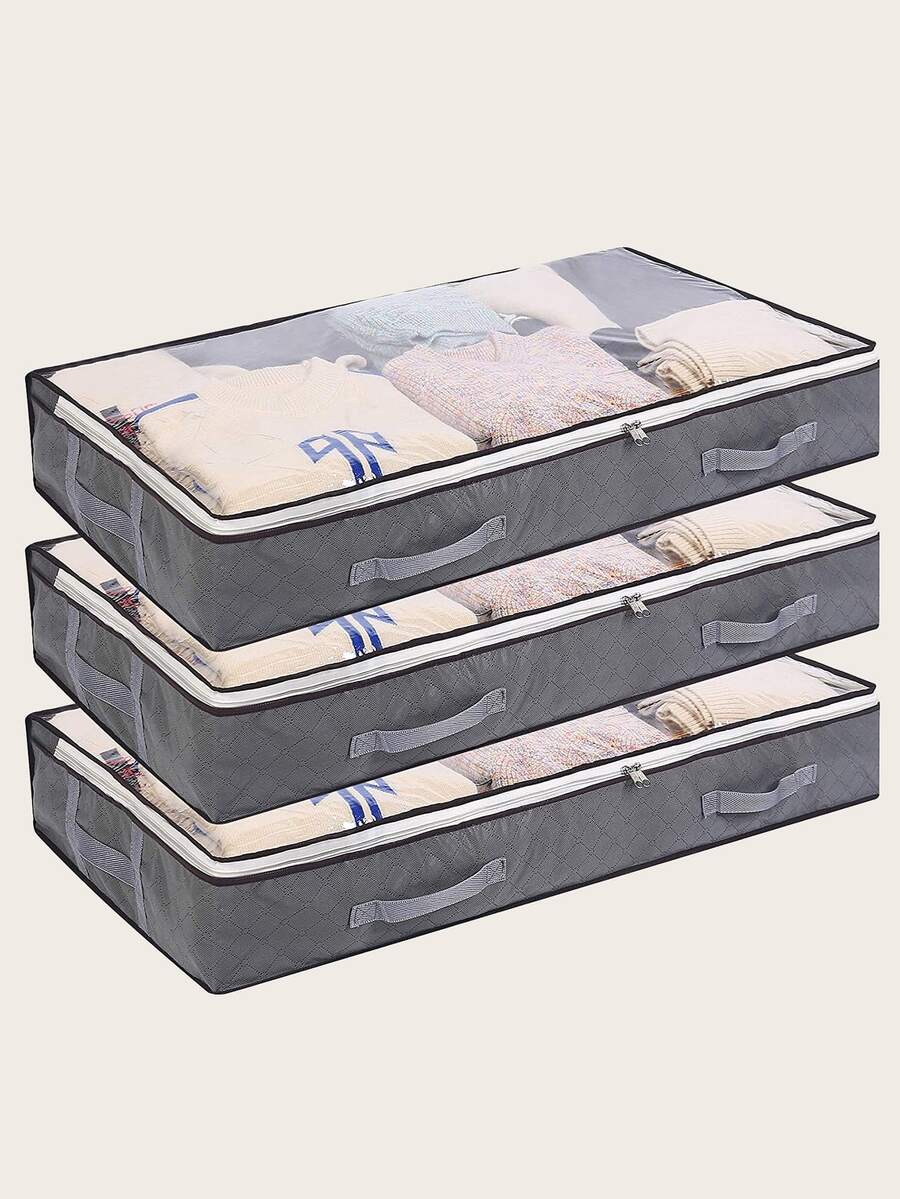 1pc Underbed Closet Storage Box - Grey - View 1