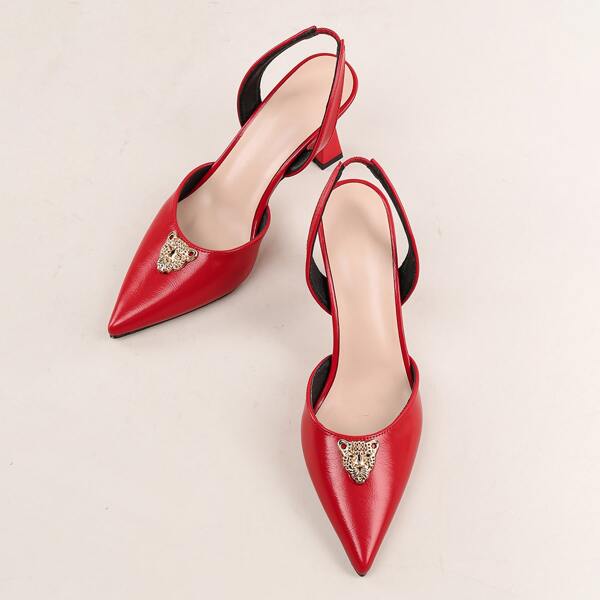 

Туфли-лодочки металлический с леопардовым принтом с открытой пяткой, Красный