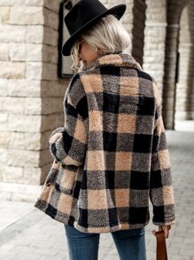 EMERY ROSE Buffalo Plaid Pattern Dual Pocket Drop Shoulder Flannel Coat Fall Winter Cloth For Women - Multicolor - View 2