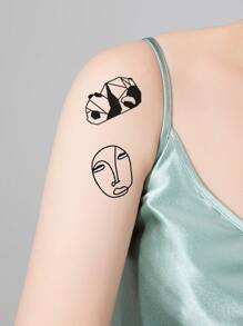 4 hojas Pegatina tatuaje con estampado de animal - Negro - Ver 2