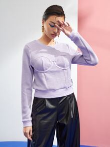 Sarah Stevenson Pullover tejido de canalé bustier - Lila Púrpura - Ver 1