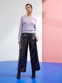 Sarah Stevenson Pullover tejido de canalé bustier - Lila Púrpura - Ver 3