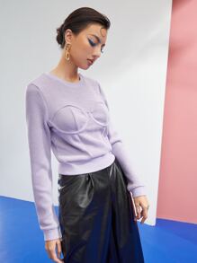 Sarah Stevenson Pullover tejido de canalé bustier - Lila Púrpura - Ver 4