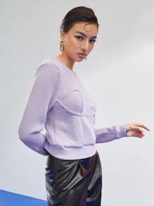 Sarah Stevenson Pullover tejido de canalé bustier - Lila Púrpura - Ver 6