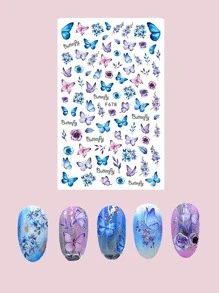 1片蝴蝶圖案指甲藝術貼紙，甲貼DIY - 彩色 - 查看 1