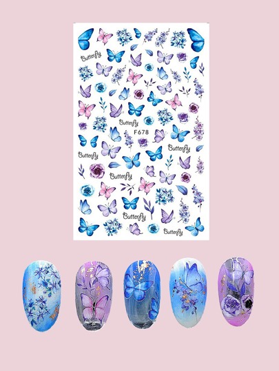 1 Blatt Schmetterlingsmuster Nagelkunst Aufkleber Nagelaufkleber DIY