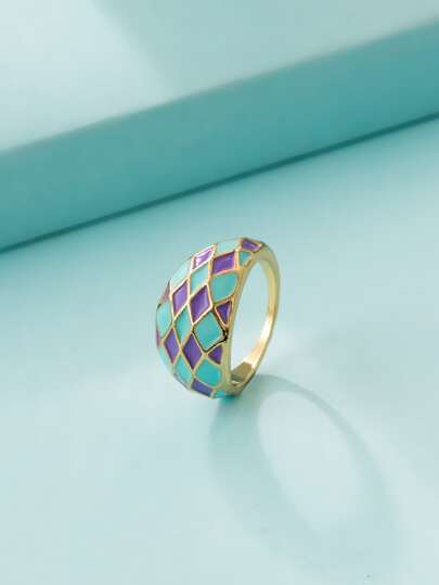 Bague à breloque blocs de couleurs