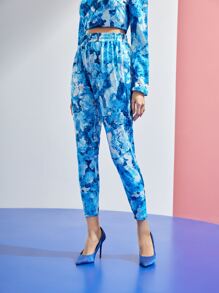 Sarah Stevenson Drawstring Waist Tie Dye Trousers - Blue - View 3