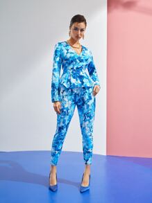 Sarah Stevenson Drawstring Waist Tie Dye Trousers - Blue - View 4