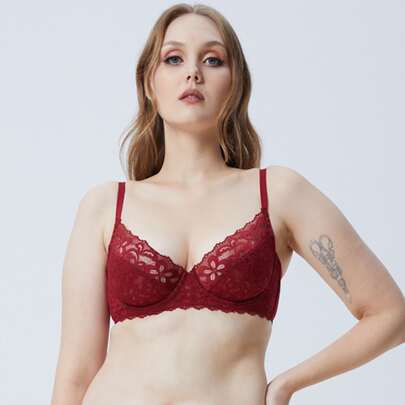 Floral Lace Underwire Bra