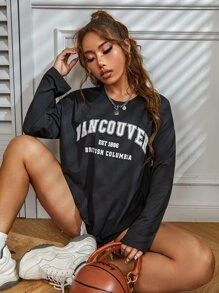 SHEIN Unity Letter Graphic Drop Shoulder Tee Graphic Tees Women Tops - Black - View 2