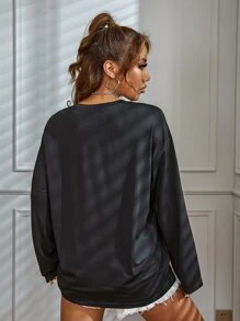 SHEIN Unity Letter Graphic Drop Shoulder Tee Graphic Tees Women Tops - Black - View 3