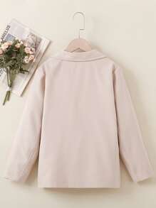 Girls Flap Detail Button Front Blazer - Apricot - View 2